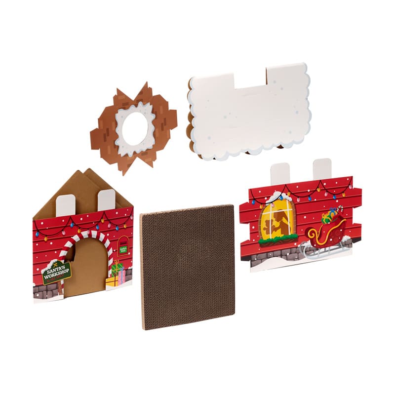 Kattenhuisje Kerstmis Santa’s Grot – 100% Kartonnen Katten Den
