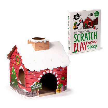 Kattenhuisje Kerstmis Santa’s Grot – 100% Kartonnen Katten Den