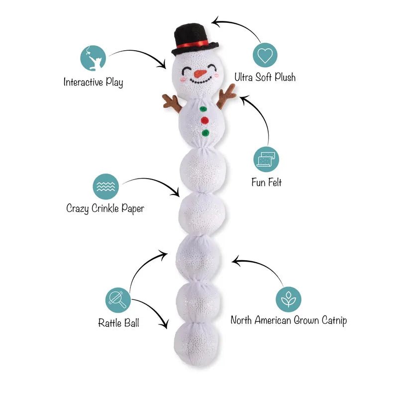 A Jolly Cool Fellow - Christmas Snowman Kicker Cat Toy