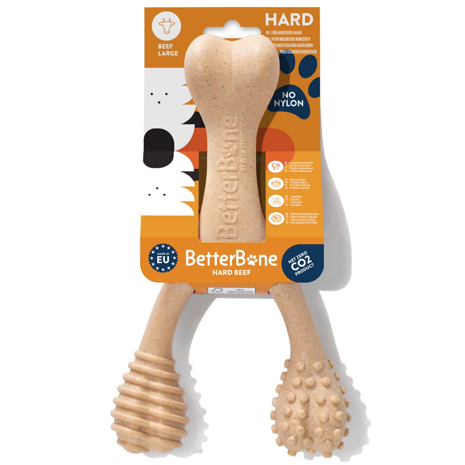 Dog chew toy with packaging labeled &