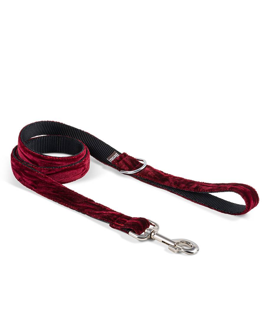 Biure hondenriem – Handgemaakt bordeaux fluweel &amp; nylon - Share Happy Outfits