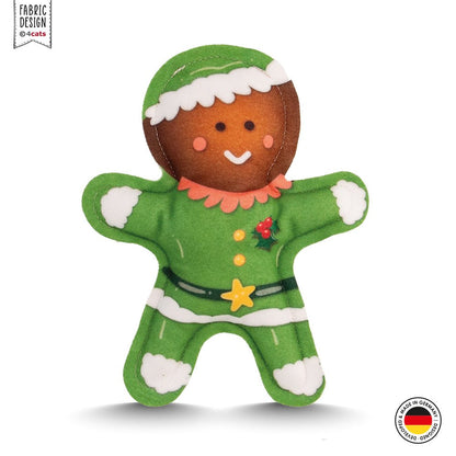 Christmas Gingerbread Elf - Catnip &amp; Silver Vine Cat Toy