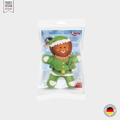 Christmas Gingerbread Elf - Catnip &amp; Silver Vine Cat Toy