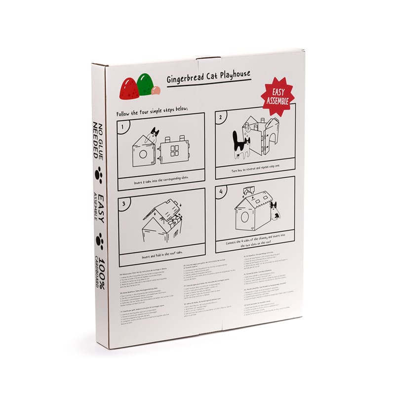 Christmas Gingerbread Lane Cat Playhouse – Cardboard Cat Den with Scratch Mat - Share Happy Outfits