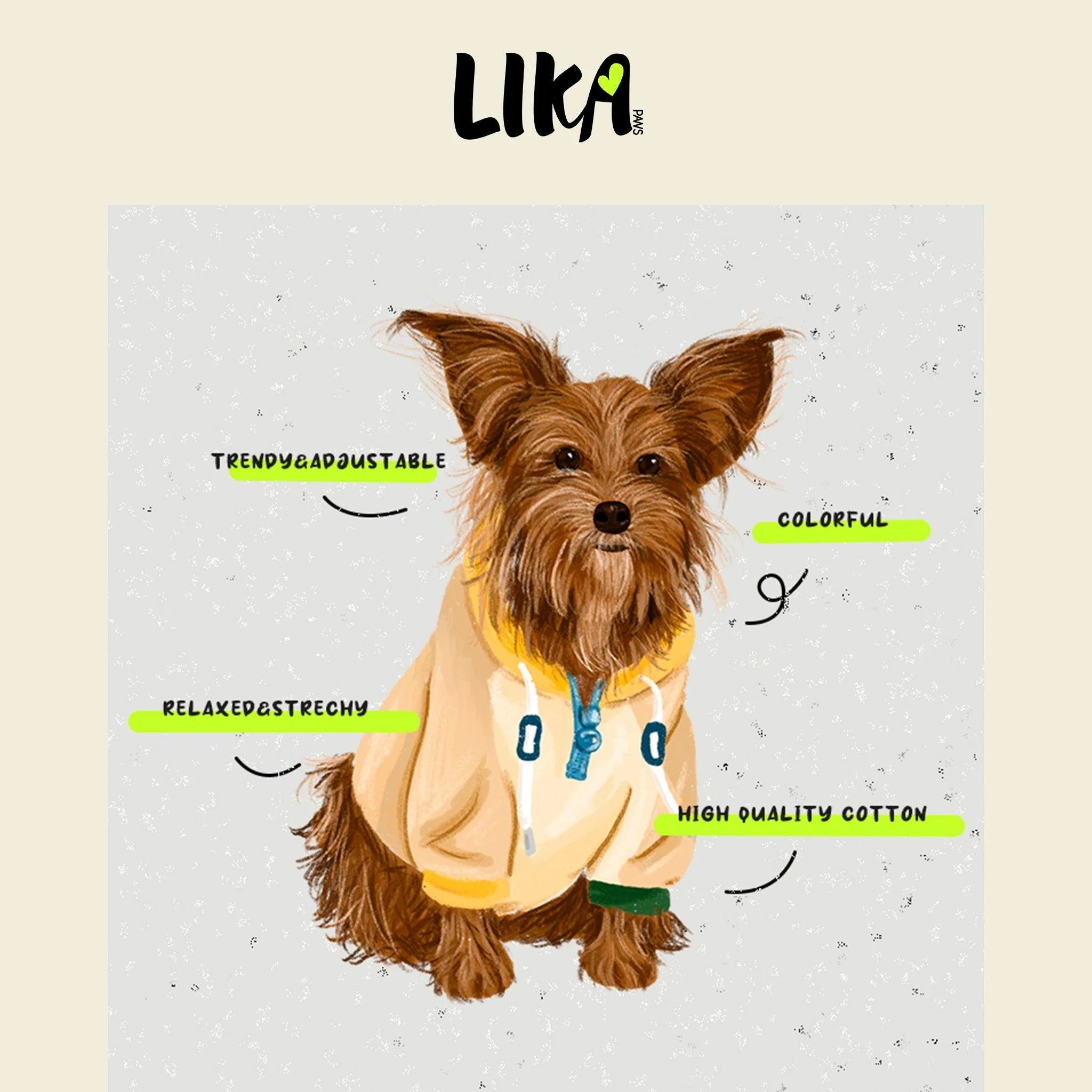 Colorblock Pure Cotton Dog Hoodie – Beige - Share Happy Outfits