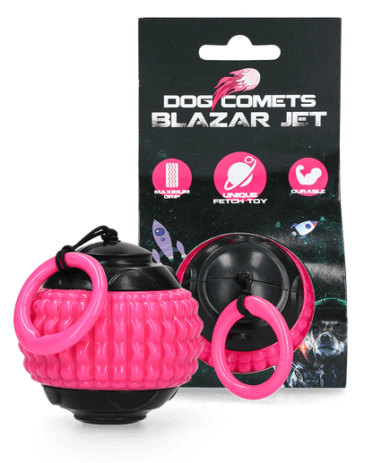 Pink and black dog toy with &