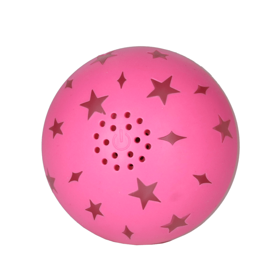 Pink star-patterned ball on a transparent background