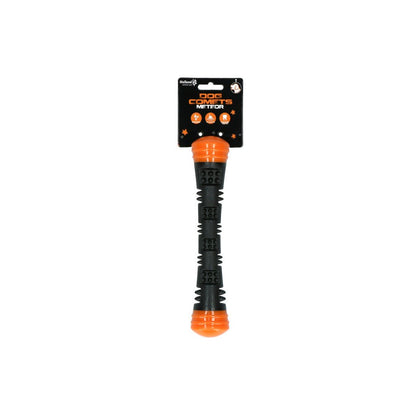 Dog chew toy with orange ends on a white background