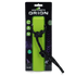 Green dog toy with black handle in packaging labeled &