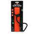 Packaged orange dog toy with black handle and &