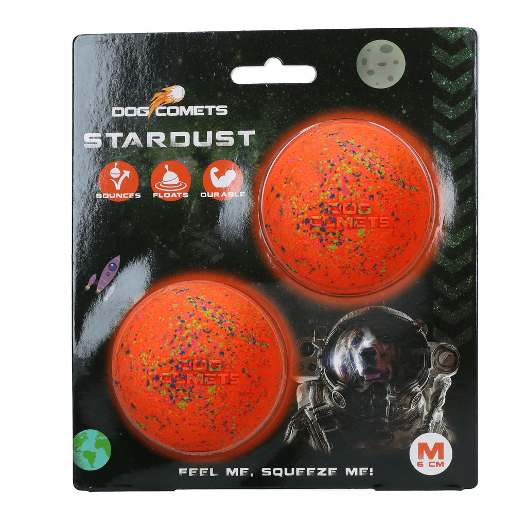 Two orange balls with speckles in packaging labeled &