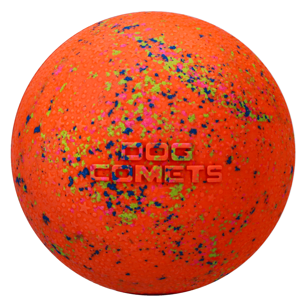 Orange ball with multicolor speckles and &