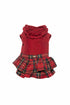 Red dog dress with plaid skirt on a white background
