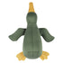 Green duck-shaped floating dog toy with yellow feet and beak