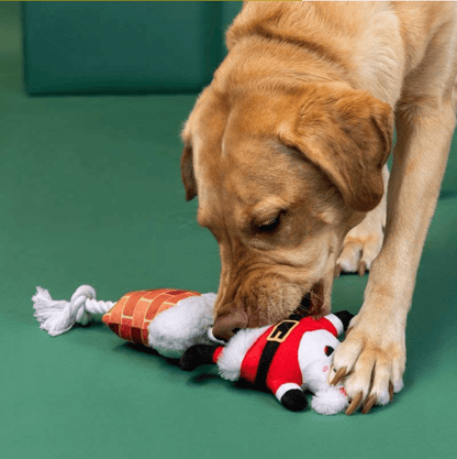 Fringe Studio Christmas Soots Me - Santa Chimney Tug Dog Toy - Share Happy Outfits