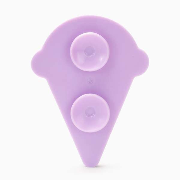 Purple silicone tool with two circular components on a white background