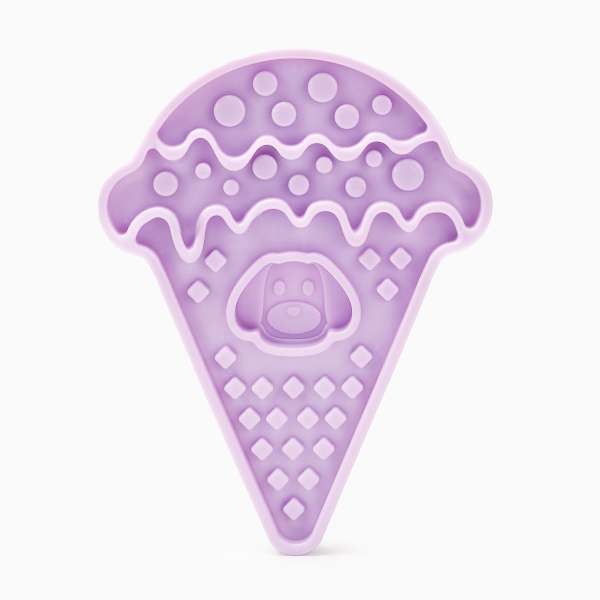 Purple ice cream cone-shaped mold on a white background