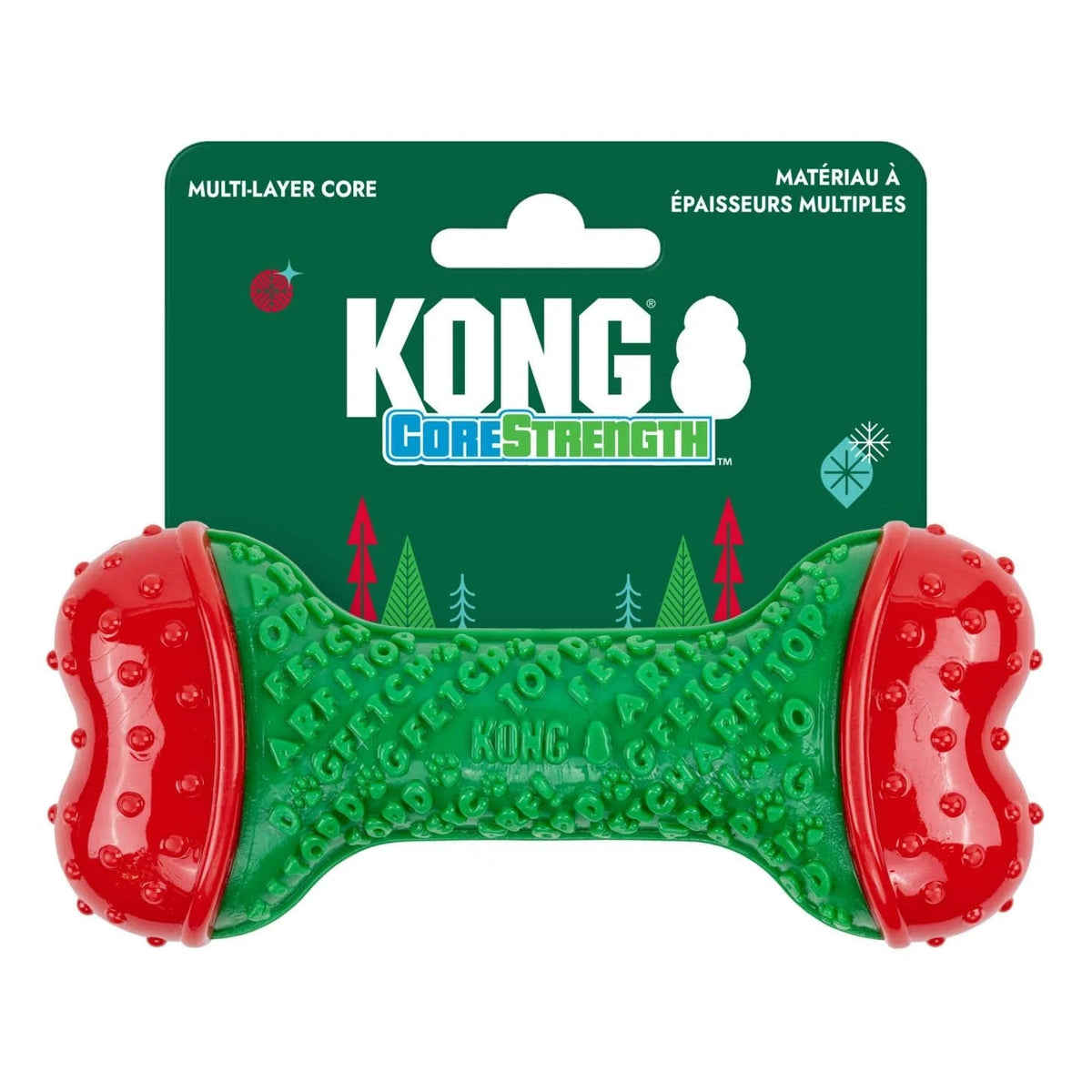 KONG Holiday CoreStrength Bone - Durable Christmas Dental Chew Dog Toy - Share Happy Outfits