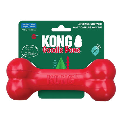 KONG Holiday Goodie Bone - Medium Natural Rubber Treat-Dispensing Dog Toy - Share Happy Outfits