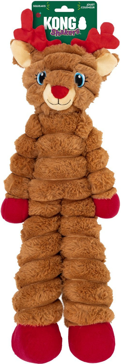 KONG Holiday Shakers Crumples Reindeer XL - Christmas Plush Squeaky Dog Toy - Share Happy Outfits