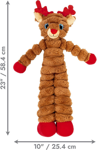 KONG Holiday Shakers Crumples Reindeer XL - Christmas Plush Squeaky Dog Toy - Share Happy Outfits