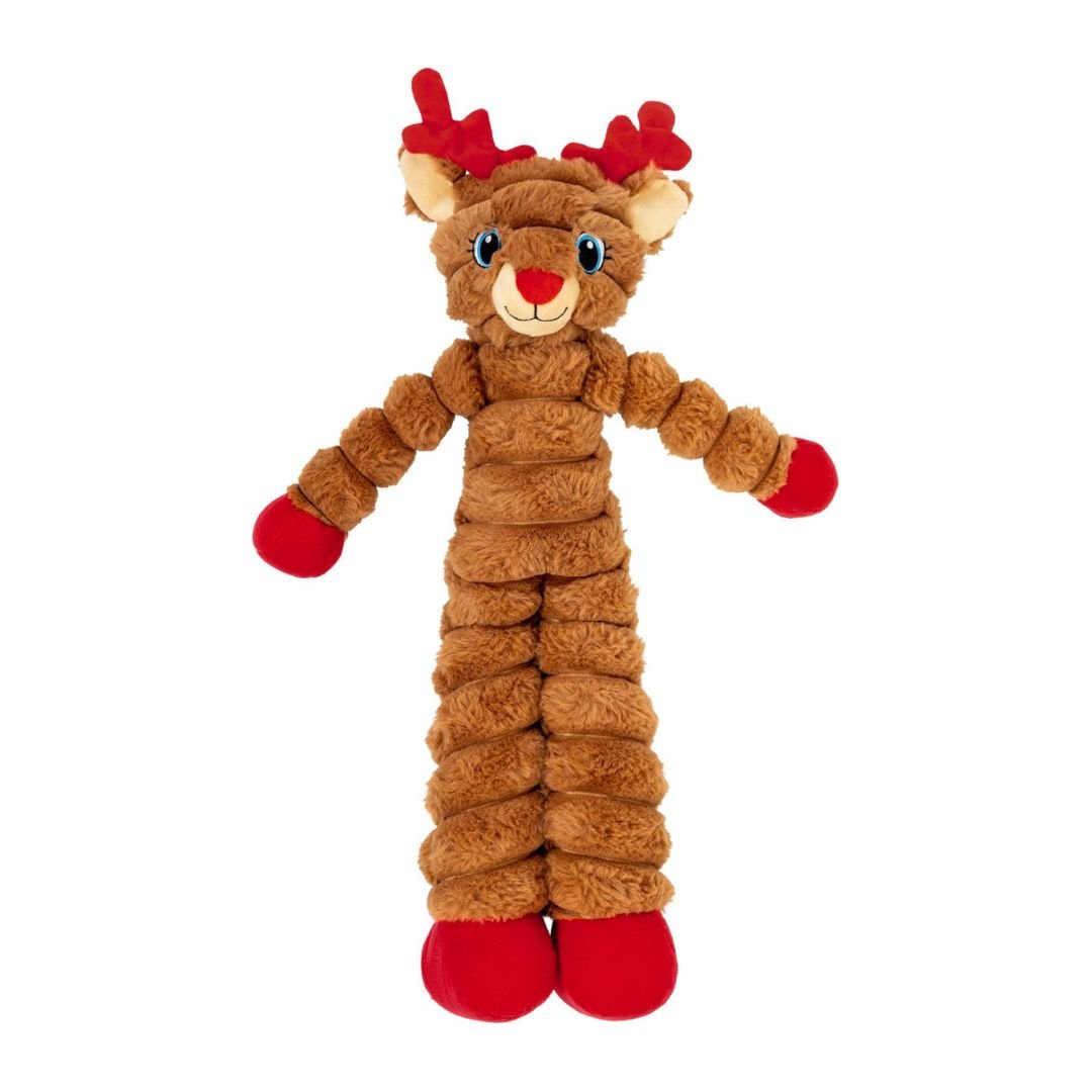 KONG Holiday Shakers Crumples Reindeer XL - Christmas Plush Squeaky Dog Toy - Share Happy Outfits