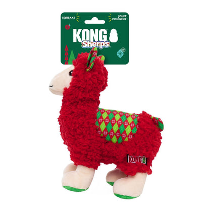 KONG Holiday Sherps Llama Medium - Christmas Plush Squeaky Dog Toy - Share Happy Outfits