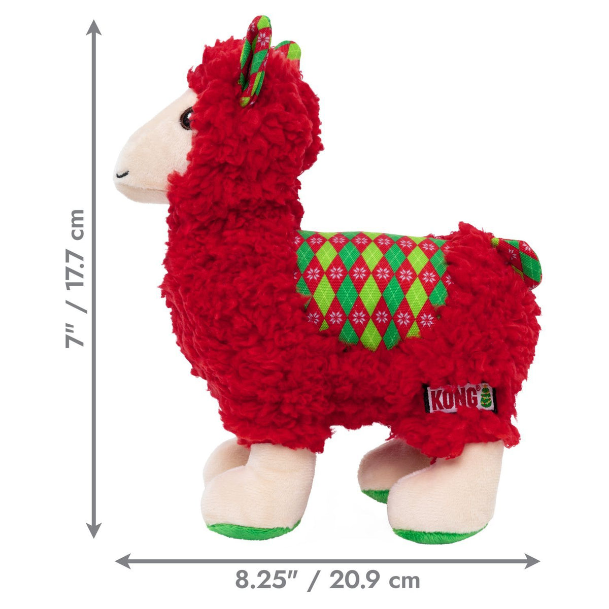 KONG Holiday Sherps Llama Medium - Christmas Plush Squeaky Dog Toy - Share Happy Outfits