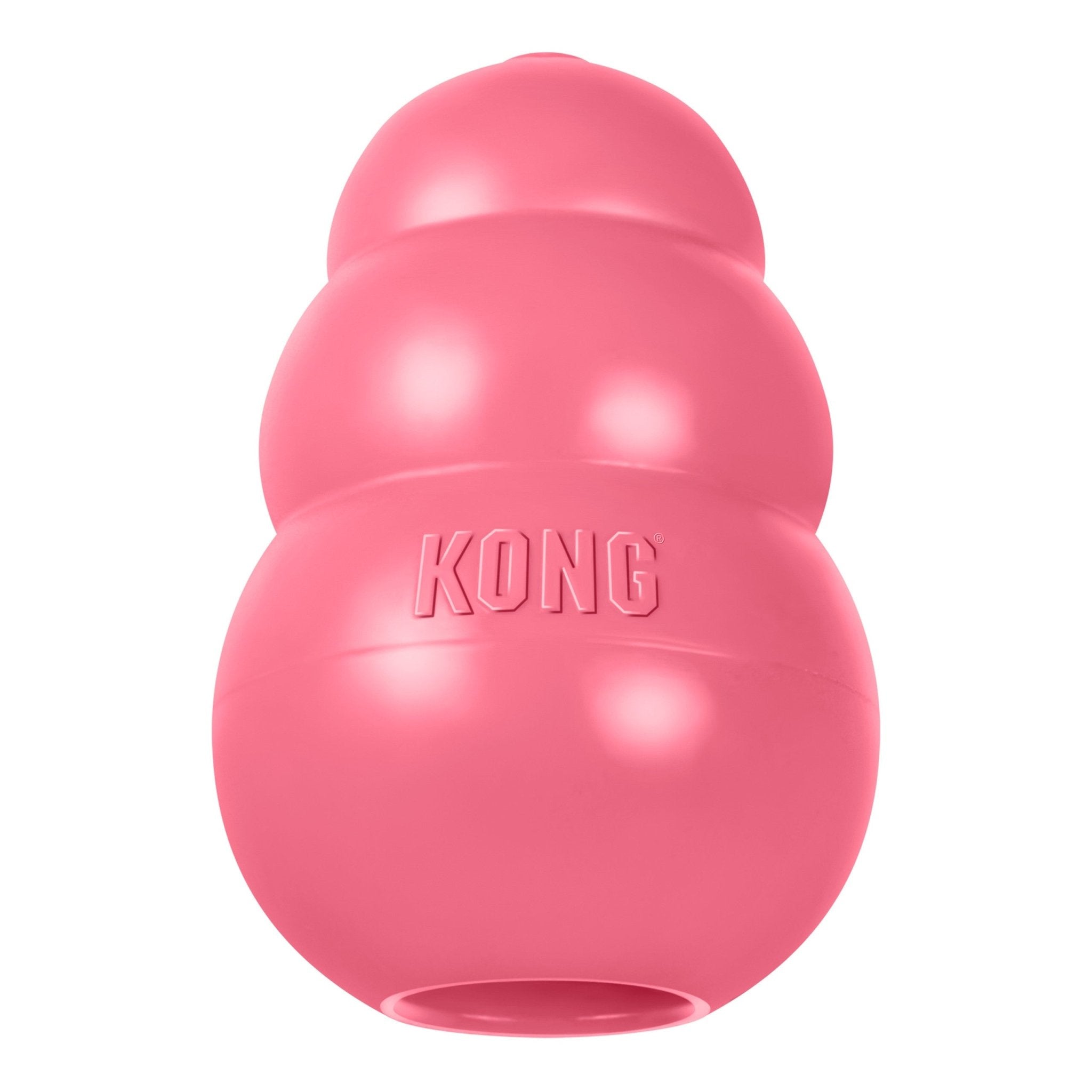 Pink KONG dog toy on a white background