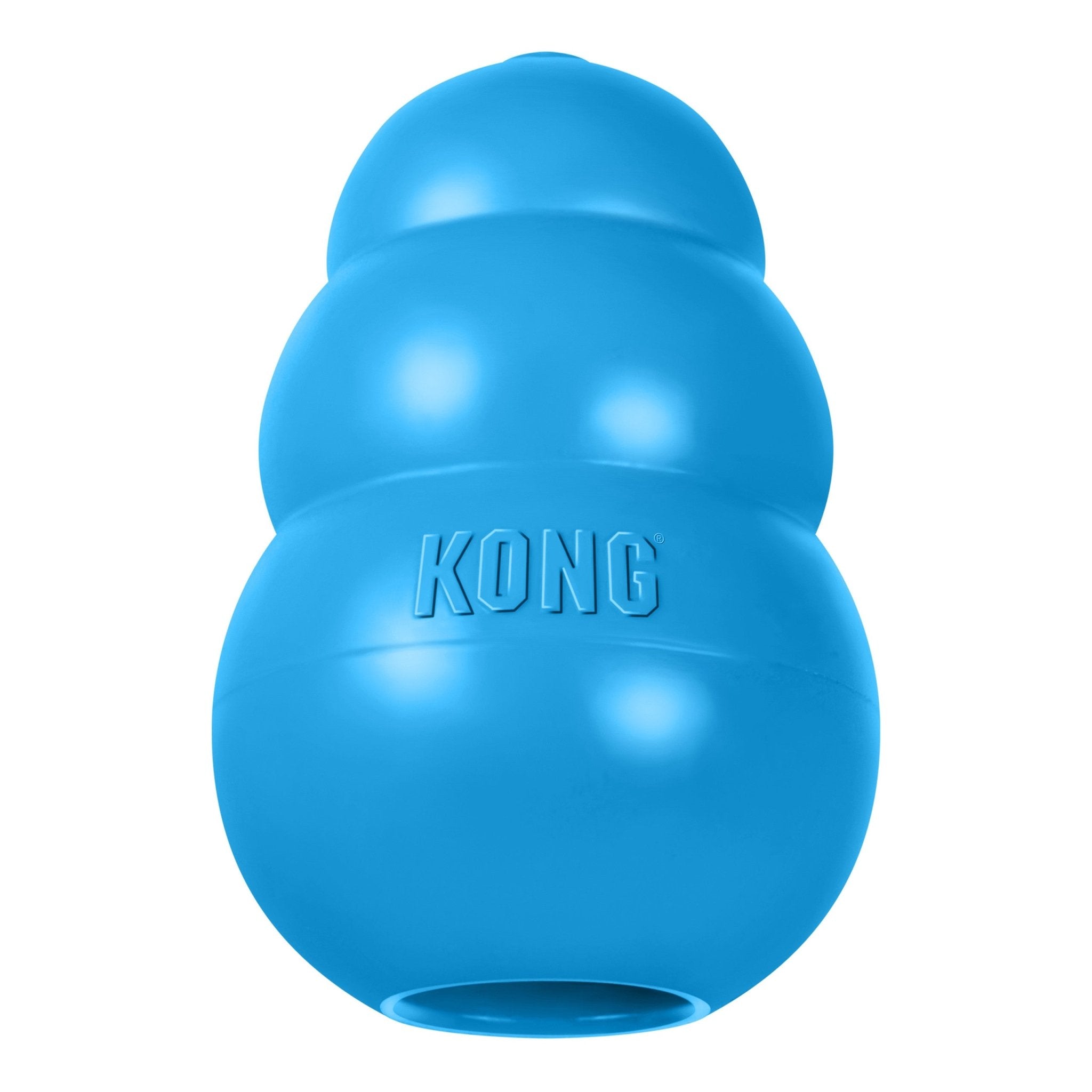 Blue KONG dog toy on a white background