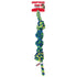 Dog toy with blue and yellow braided rope on a white background