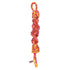 Colorful braided rope toy with a brand tag on a white background