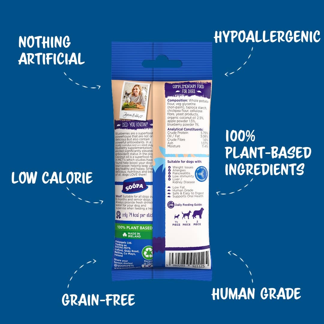 Vegan Natural Dog Dental Stick -  Apple &amp; Blueberry Sticks - Share Happy Outfits