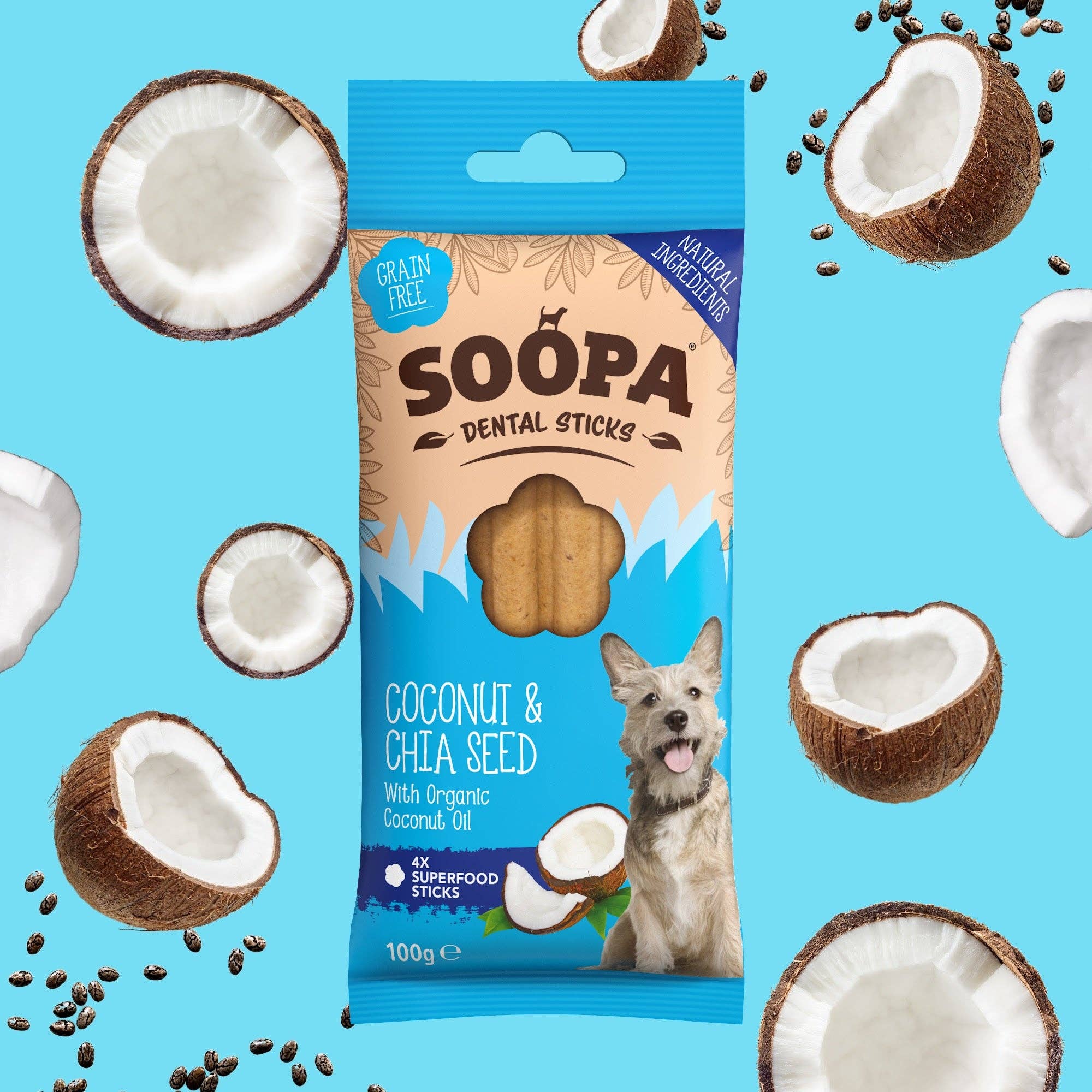 Natural Vegan Dog Dental Sticks – Coconut &amp; Chia Seed - Share Happy Outfits