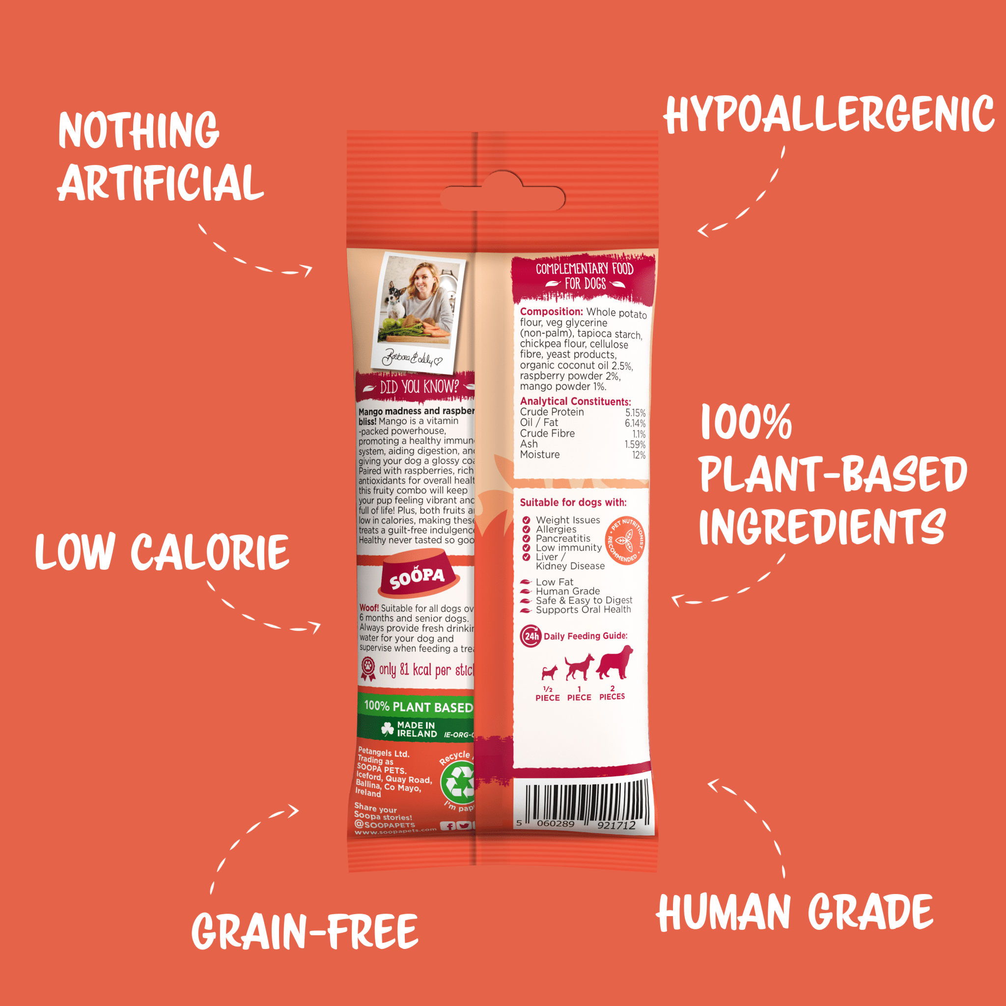 Natural Vegan Dog Dental Treat - Mango &amp; Raspberry Sticks - Share Happy Outfits