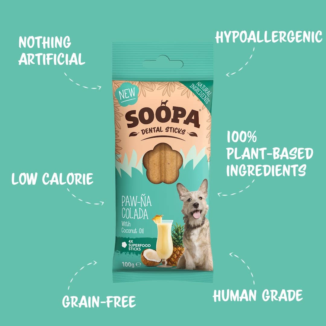 Naturlig Vegansk Tandgodbid til Hunde – Paw-Na Colada Stænger - Del Glade Beklædninger