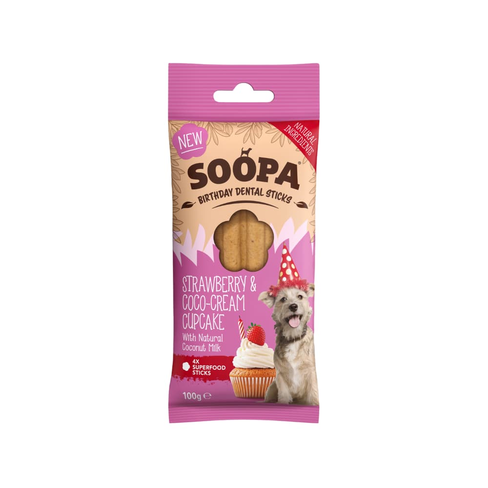 Natural Vegan Dog Dental Treat - Strawberry &amp; Coco-Cream Cupcake Sticks - Share Happy Outfits