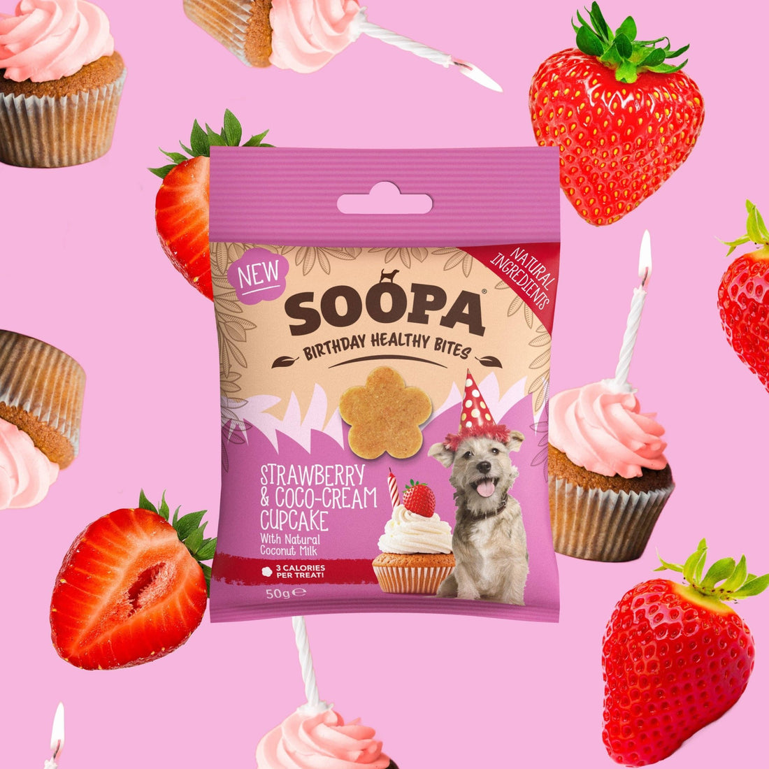 Natural Vegan Dog Healthy Bites – Strawberry &amp; Coco-Cream Cupcake - Share Happy Outfits