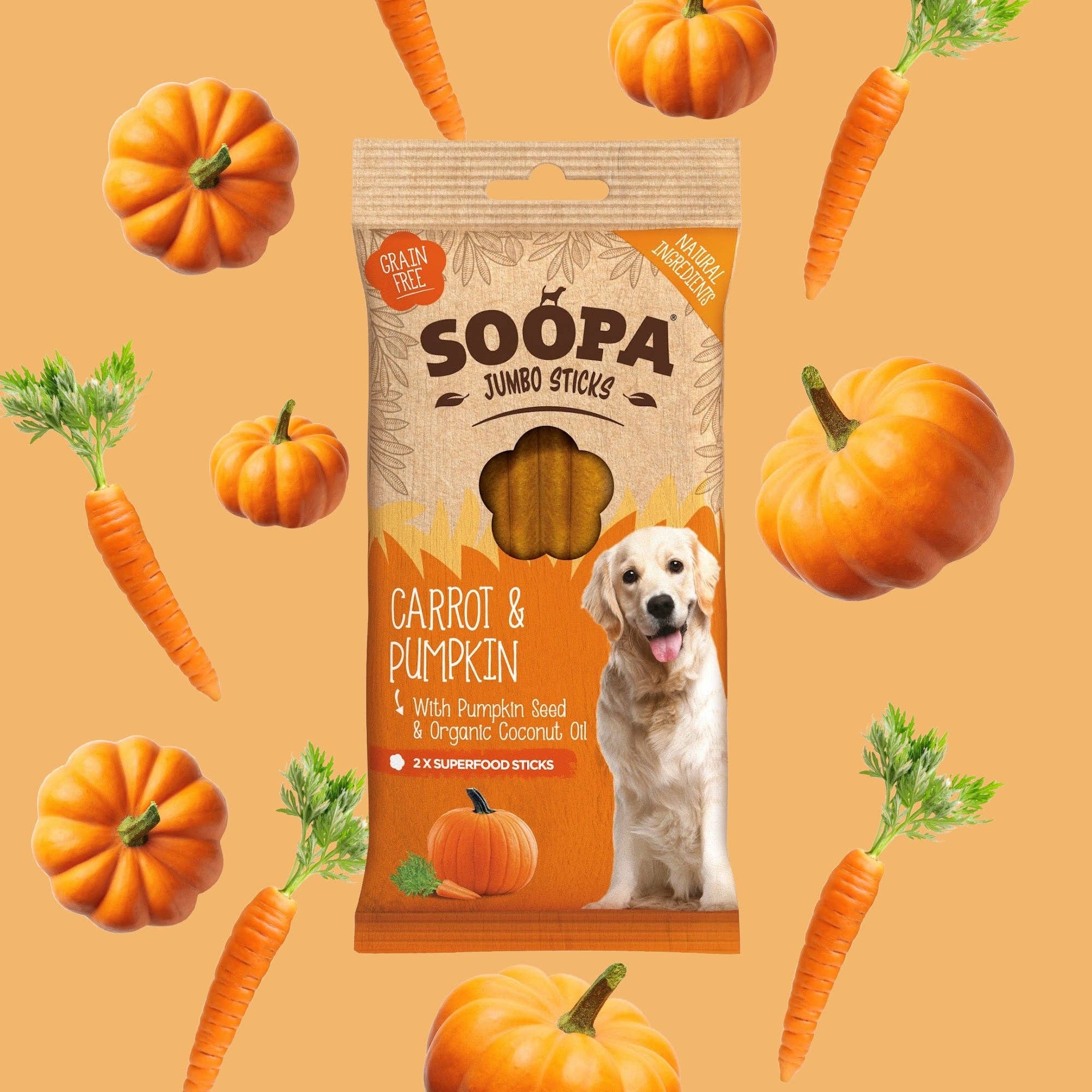 Natural Vegan Jumbo Dental Stick - Carrot &amp; Pumpkin (170g) - Share Happy Outfits