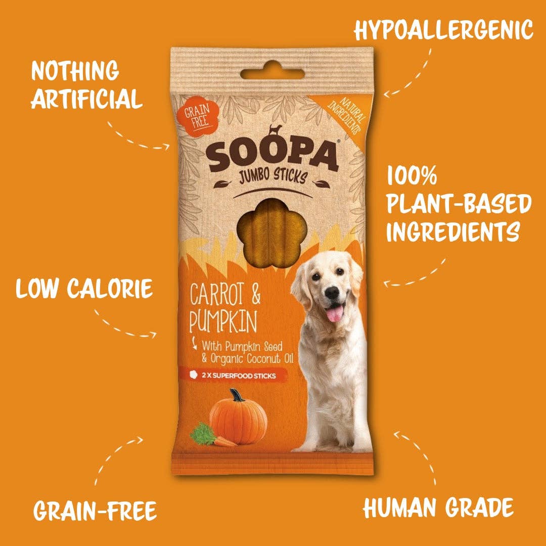 Natural Vegan Jumbo Dental Stick - Carrot &amp; Pumpkin (170g) - Share Happy Outfits
