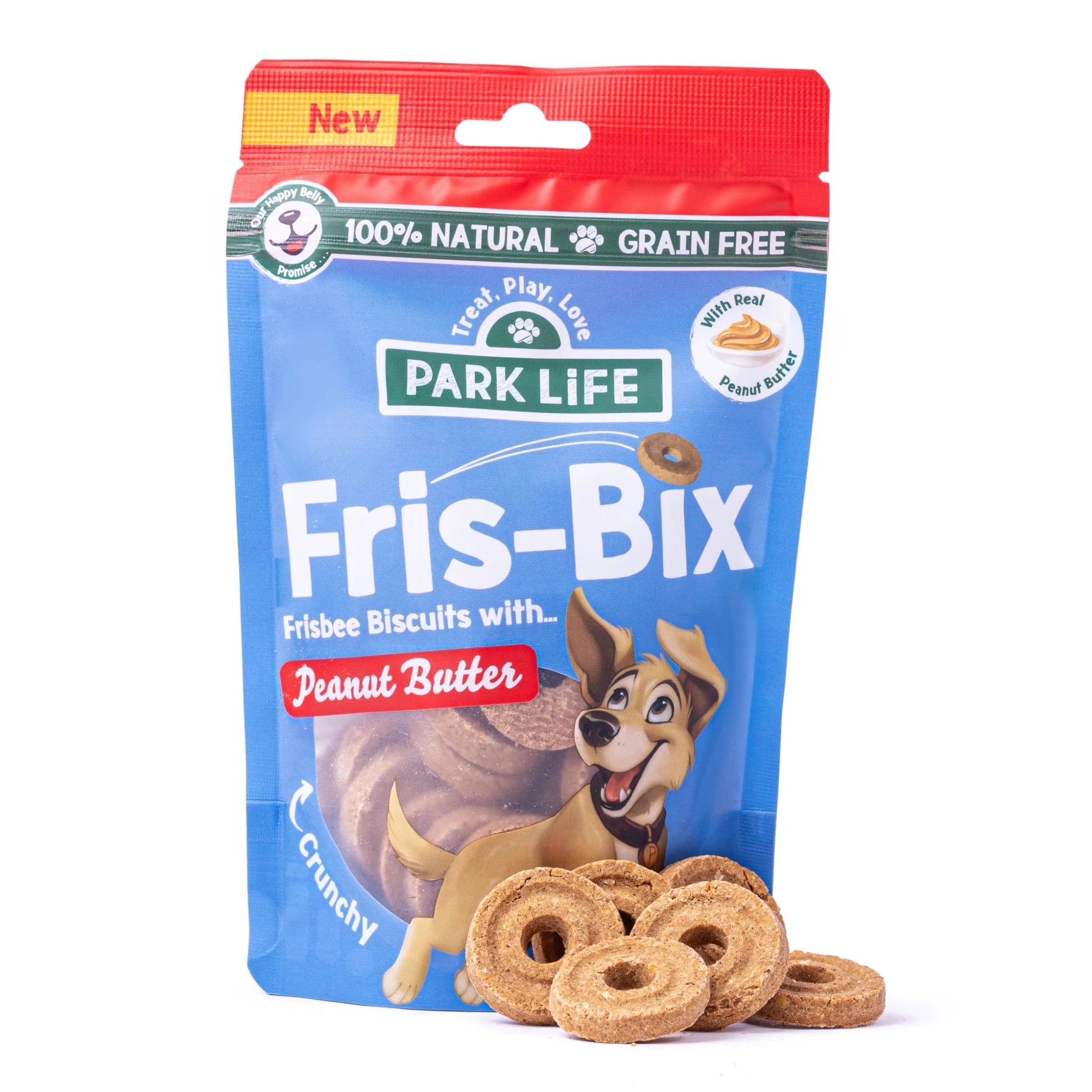 Park Life Fris-Bix – Peanut Butter Dog Treats – Interactive Frisbee Biscuits – Grain-Free &amp; Natural (100g) - Share Happy Outfits