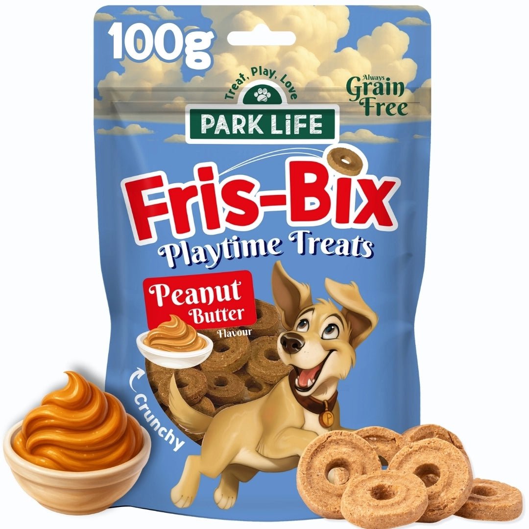 Park Life Fris-Bix – Peanut Butter Dog Treats – Interactive Frisbee Biscuits – Grain-Free &amp; Natural (100g) - Share Happy Outfits