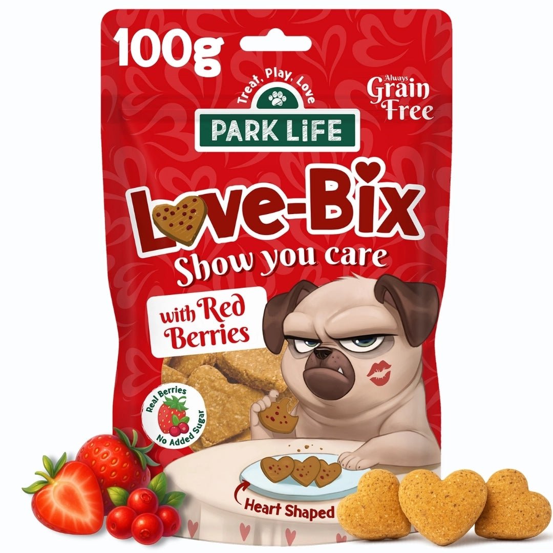 Park Life Love-Bix – Heart-Shaped Dog Treats with Red Berries – Grain-Free &amp; Natural (100g) - Share Happy Outfits