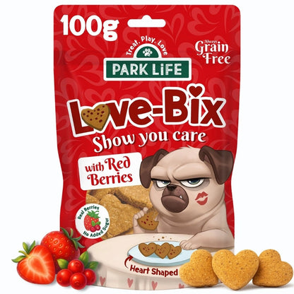 Park Life Love-Bix – Heart-Shaped Dog Treats with Red Berries – Grain-Free &amp; Natural (100g) - Share Happy Outfits