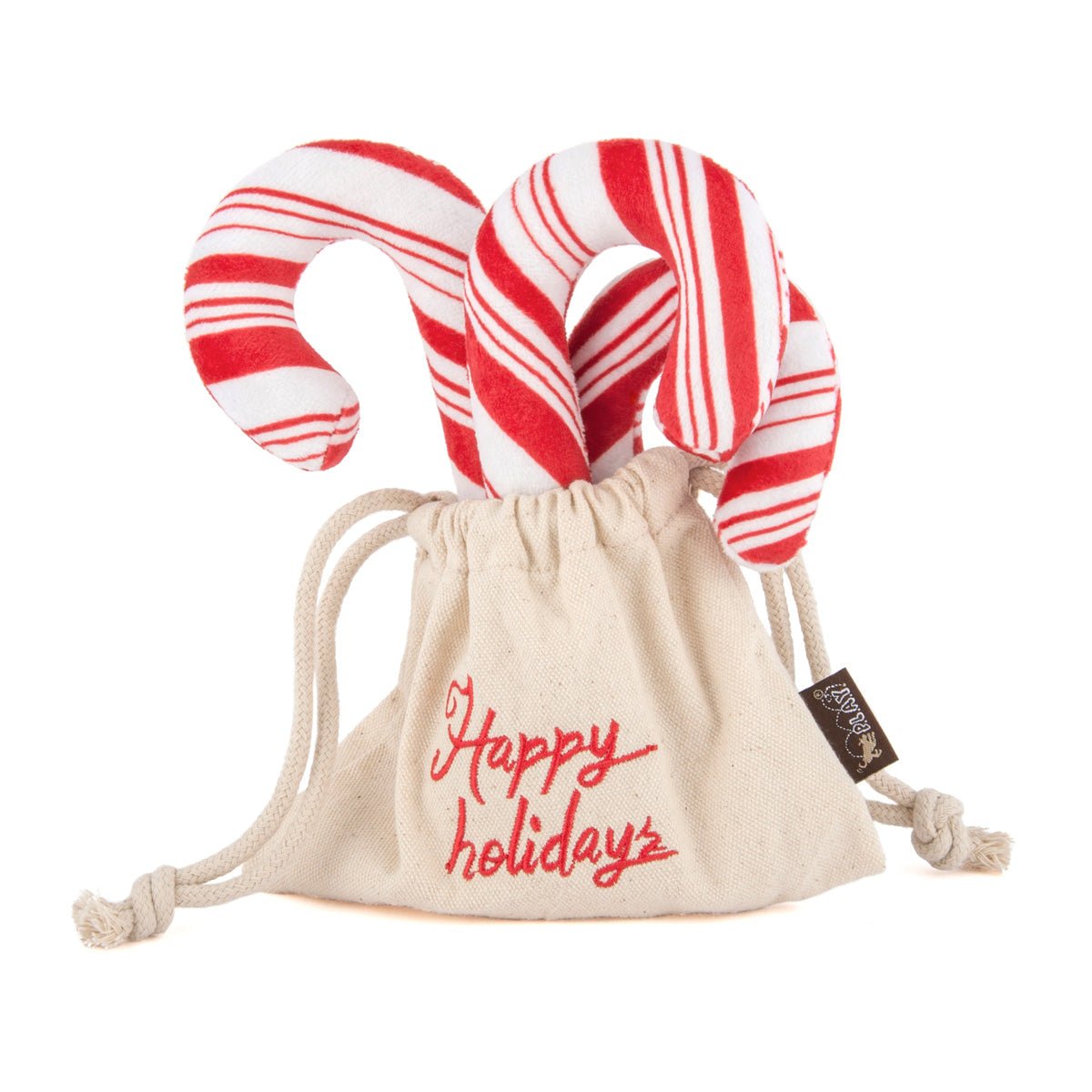  P.L.A.Y. Holiday Classic - Cheerful Candy Canes Plush Dog Toy Set