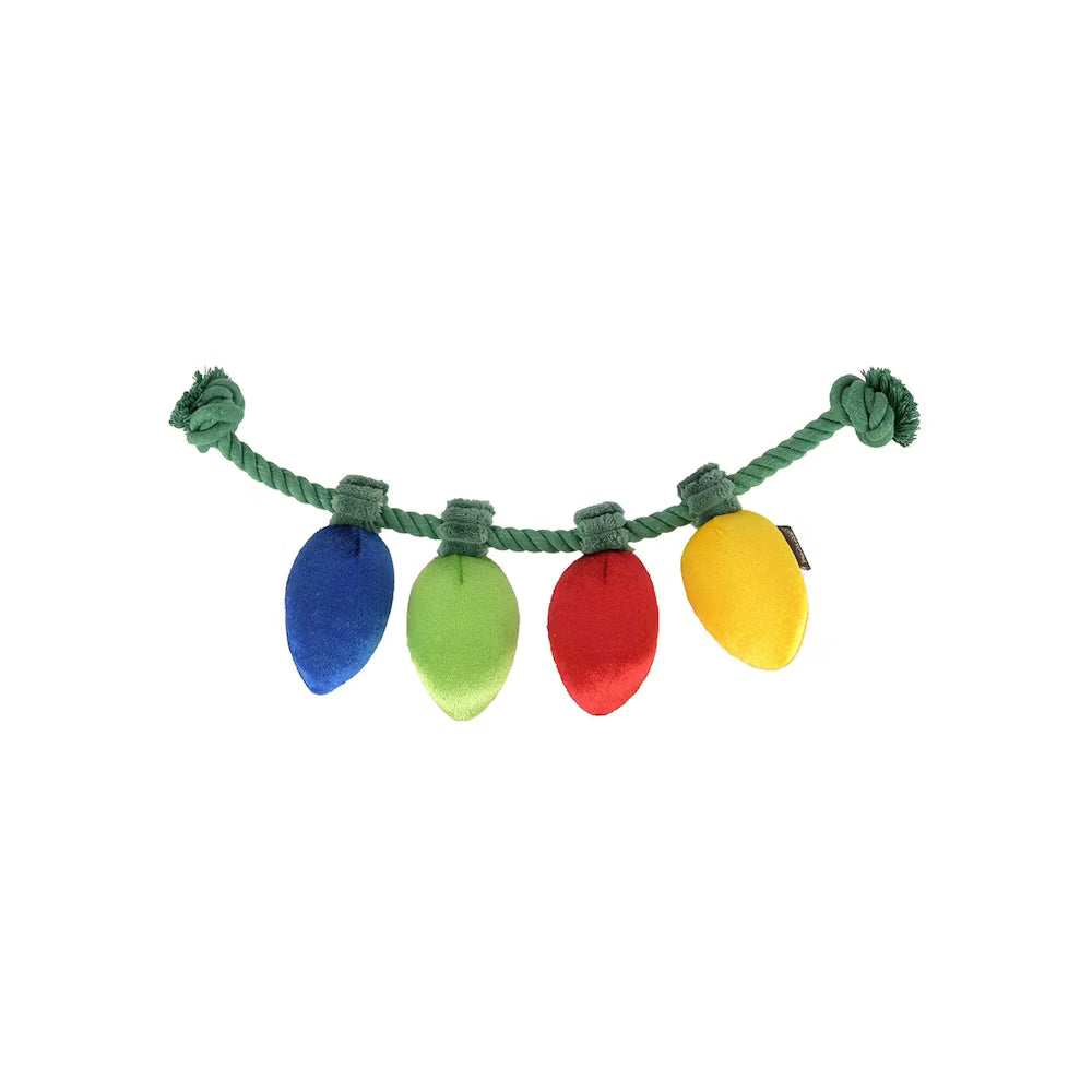 Colorful Christmas light-shaped toy on a white background