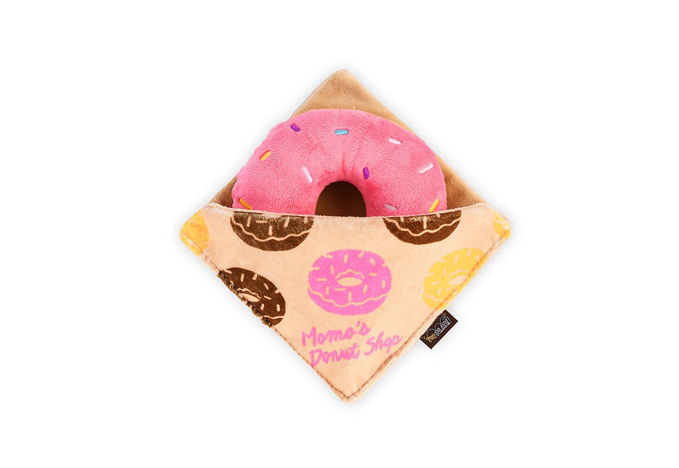 Pink donut-shaped toy with &