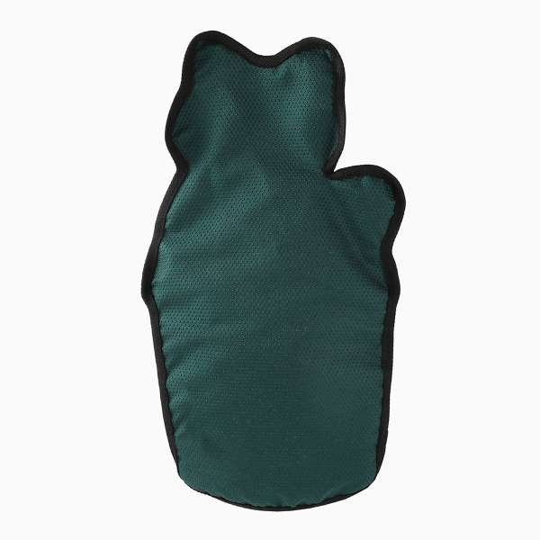 Green pet coat with black trim on a white background