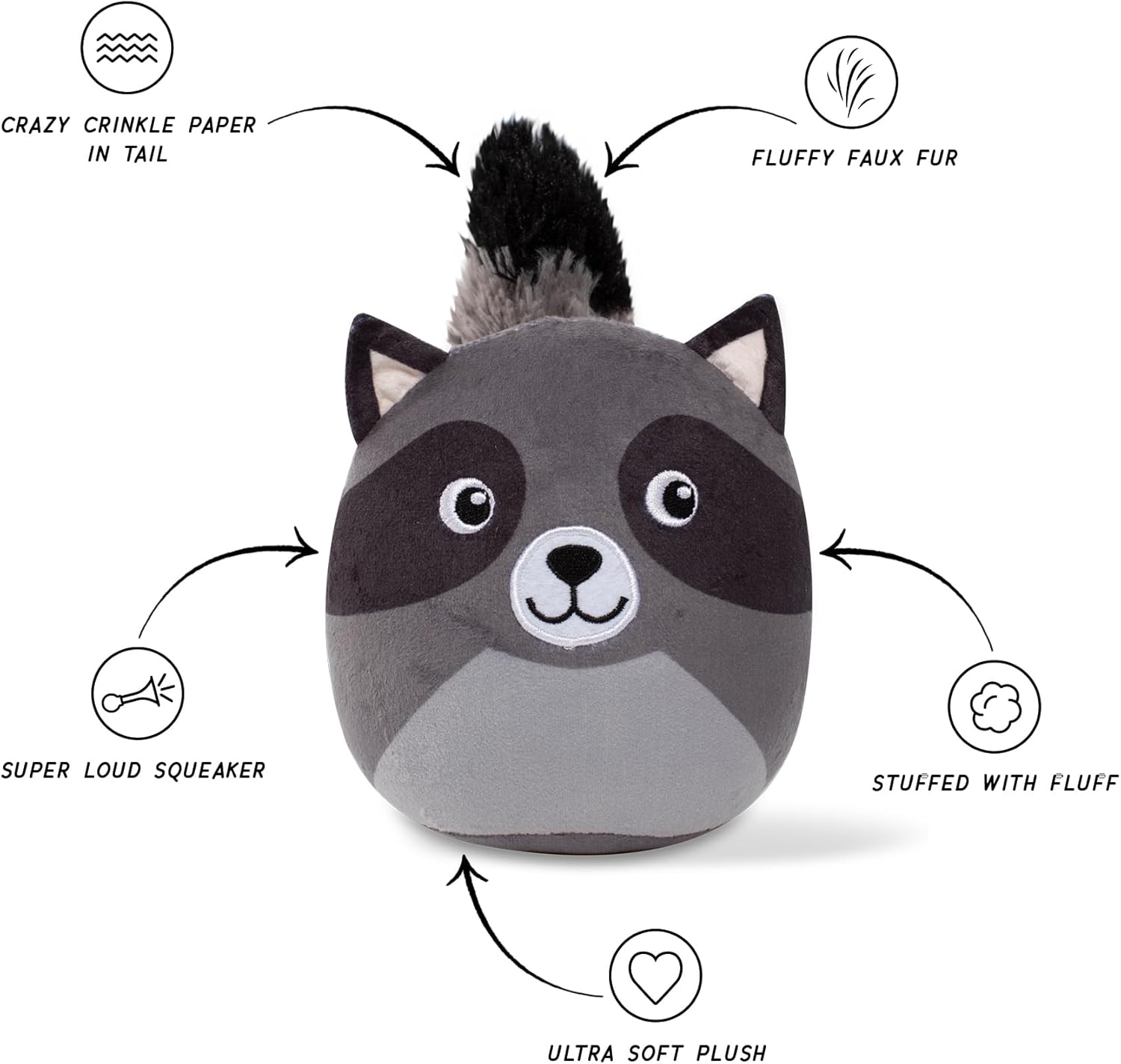 Rocky Raccoon Dog Toy | Plush Raccoon Dog Toy with Squeaker &amp; Crinkle - Share Happy Outfits