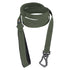 Green dog leash with a metal clip on a white background